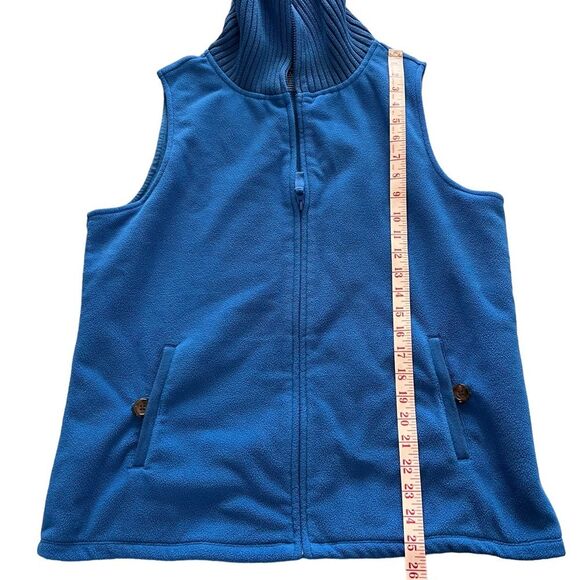 Lands End Turquoise Thick Lined Fleece Vest Large Zip Front - Picture 7 of 10
